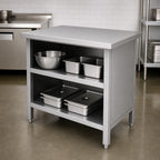 Thumbnail image #3 for John Boos EBOS6-3048 48 x 30 in Stainless Steel Open-Front Enclosed-Base Work Table with Undershelf, 16-Gauge 300 Series Top