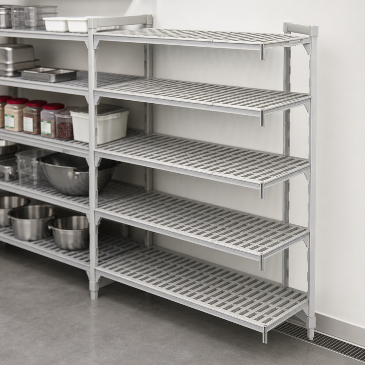 Product image #4 for Cambro Camshelving Premium 5-Tier Vented Add-On Polymer Shelving Unit, 24 x 60 x 72 Inches, Speckled Gray