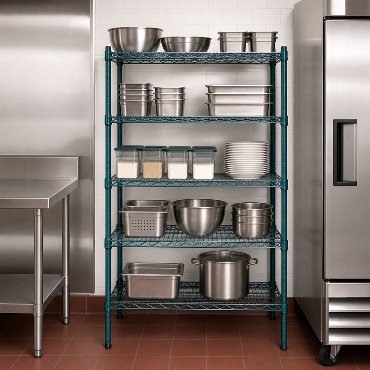 Product image #3 for EagleGard 5-Tier Stationary Starter Wire Shelving Unit, 30"W x 21"D x 74"H, Hybrid Epoxy Finish