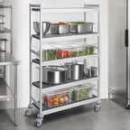 Thumbnail image #3 for Fermod Fermostock 4R68B71M 4-Tier Mobile Shelving Unit, Gray, 68"W x 18"D x 71"H, Aluminum Frame, Removable Polymer Inserts