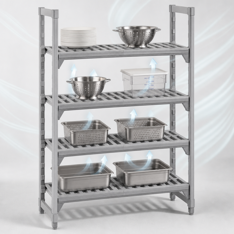 Product image #4 for Cambro Camshelving Premium 18-Inch x 54-Inch Vented Shelf Kit, 5 Shelves, Speckled Gray