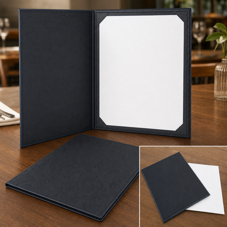 Product image #3 for Winco Single Letter-Size Leather-Like Menu Cover, Gray