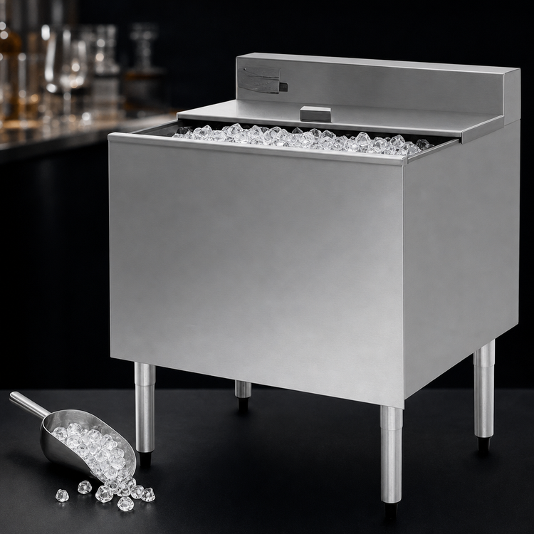 Product image #3 for Eagle Group 2200 Series 30-Inch Underbar Ice Bin/Cocktail Unit with Sliding Cover, 82 lb Capacity