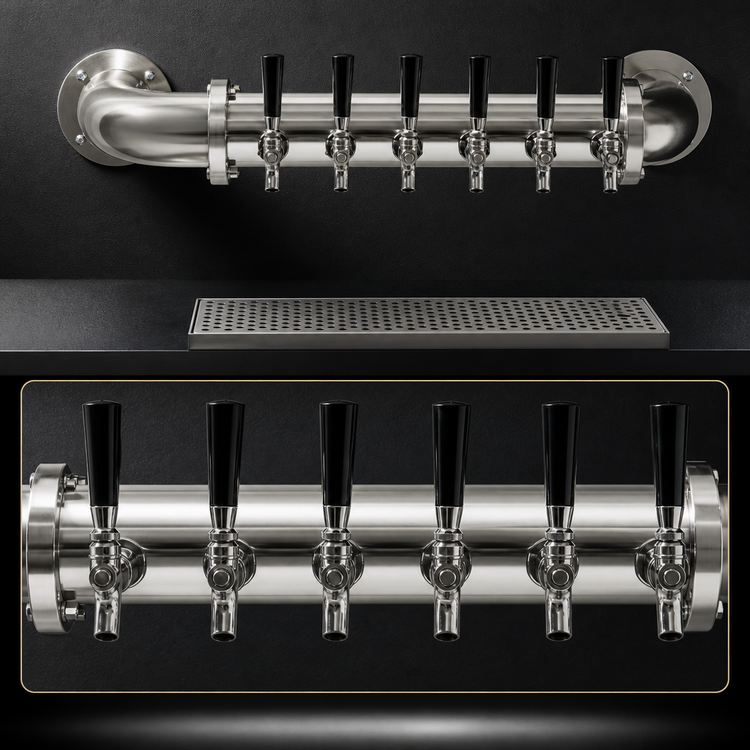 Product image #3 for Glastender 6-Faucet Wall-Mounted Glycol-Cooled Pipe Wall Draft Dispensing Tower