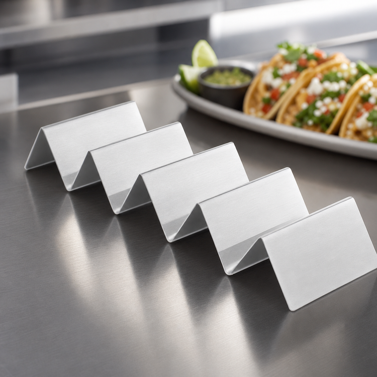 Product image #3 for American Metalcraft Mini Brushed Stainless Steel Taco Holder, 4 or 5 Compartments