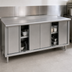 Thumbnail image #3 for Spec-Master Series Cabinet-Base Enclosed Work Table with Sliding Doors, 120-Inch W x 24-Inch D, 14-Gauge 304 Stainless Steel Top
