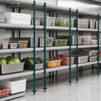 Thumbnail image #3 for Metro qwikTRAK BTAK3 High-Density Track Shelving Stationary Intermediate Unit Kit, 74-Inch Posts, Epoxy-Coated, Antimicrobial