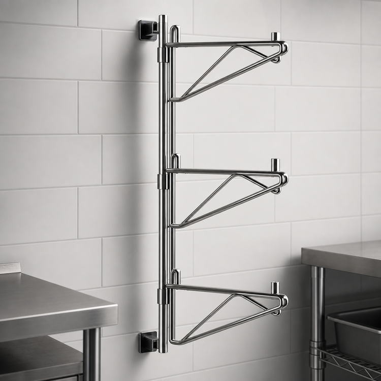 Product image #3 for Eagle Adjustable Post Wire Wall Mount Prepackaged End Unit for 24-Inch-Deep Shelves, Chrome, 54-Inch Posts