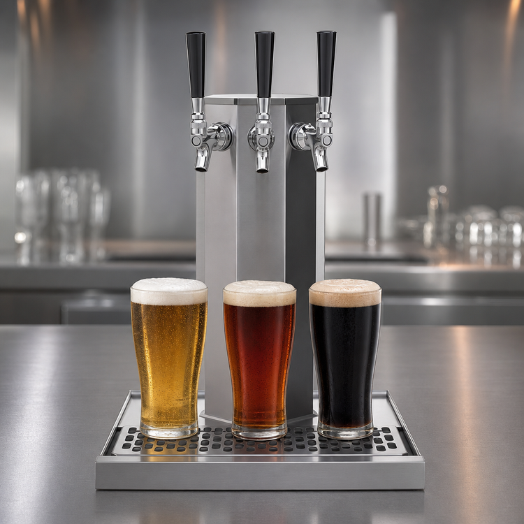 Product image #3 for Glastender 3-Faucet Stainless Steel Countertop Air-Cooled Column Draft Dispensing Tower