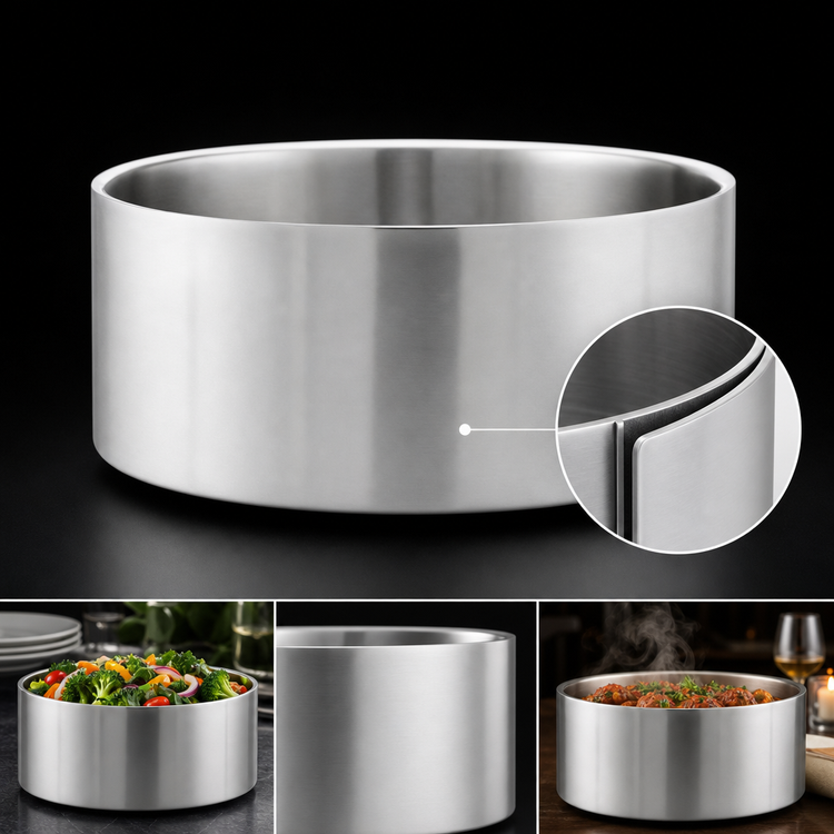 Product image #3 for Satin Finish Double-Wall Stainless Steel Serving Bowl, 12 Inch, 220 oz.