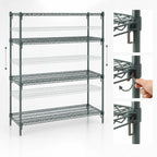 Thumbnail image #4 for Metro Super Erecta A366K3 4-Shelf Starter Wire Shelving Unit, 60W x 18D x 63H, Green Epoxy-Coated, Knock-Down