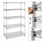 Thumbnail image #3 for Metro Super Erecta 5A427C Stationary Chrome Wire Shelving Starter Unit, 30 x 21 x 74 Inches, 5 Shelves