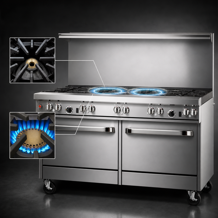 Product image #3 for Southbend Ultimate 60-Inch Gas Restaurant Range with 2 Star/Sauté Burners, 48-Inch Griddle, and 2 Standard Ovens