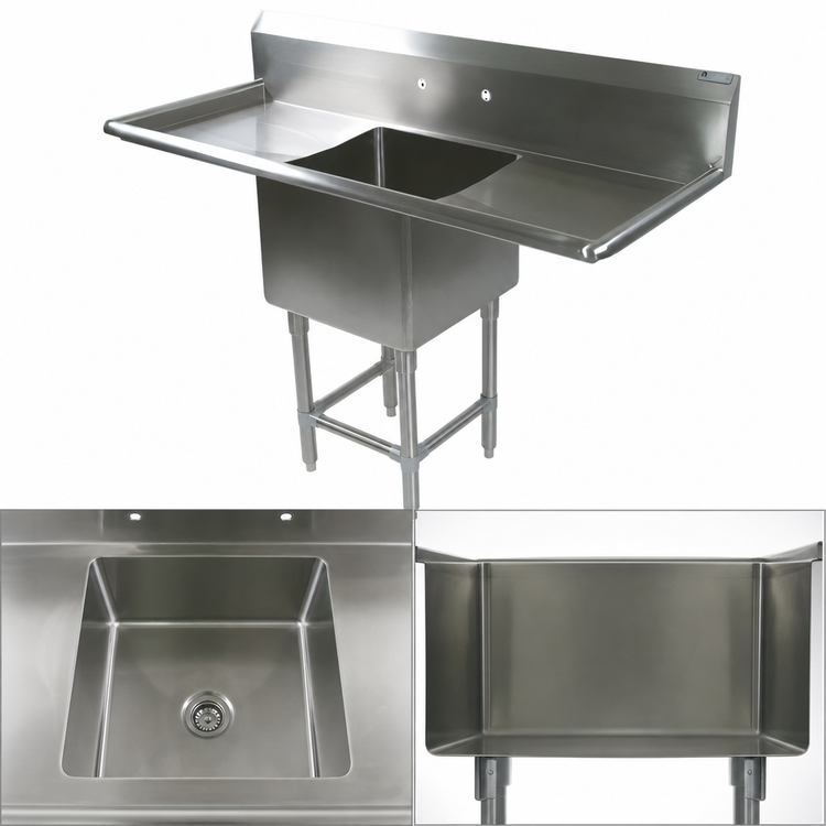 Product image #3 for John Boos Pro-Bowl 1-Compartment Stainless Steel Sink with Left and Right Drainboards, 14-Inch Deep Bowl, 105-1/4 Inch Wide