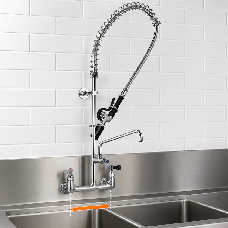 Product image #3 for Tap® Pre-Rinse Add-On Faucet with 12-Inch Swing Spout, 8-Inch Centers, Wall Mount
