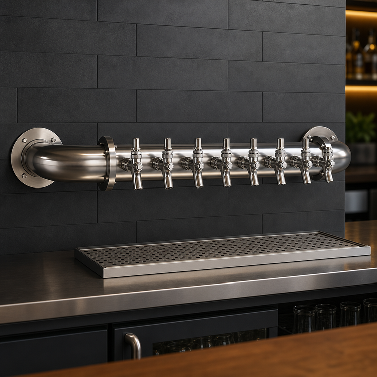 Product image #3 for Glastender Pipe Wall 8-Faucet Glycol-Cooled Draft Dispensing Tower, Wall-Mounted, Stainless Steel