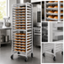 Thumbnail image #3 for John Boos Mobile Side-Loading Aluminum Bun Pan Rack, 20-Pan Capacity, 28-1/2 x 18 x 70 Inches