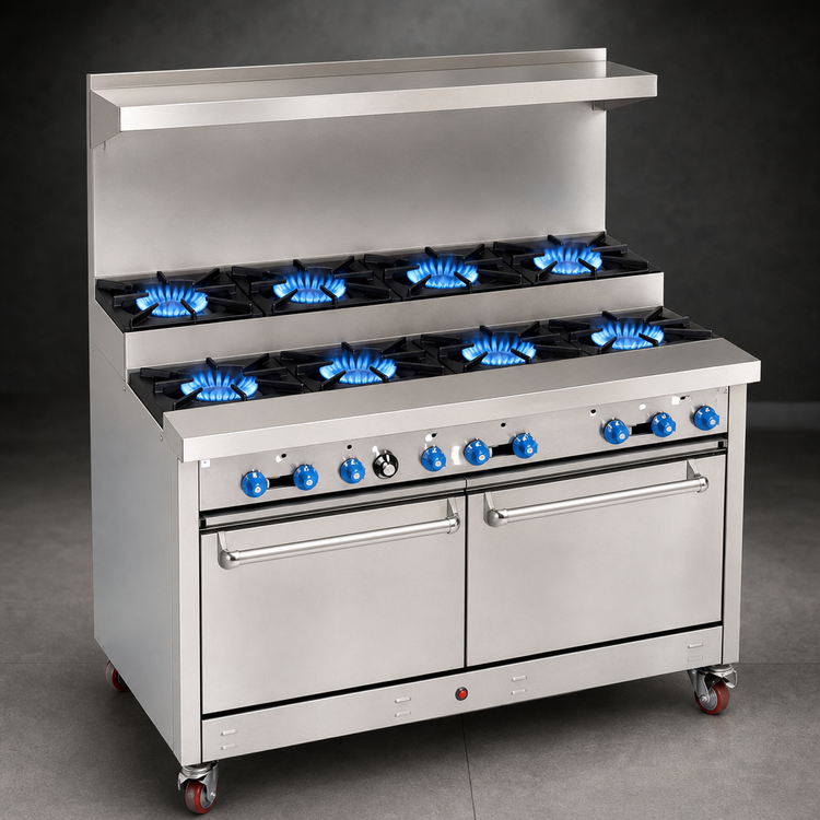 Product image #3 for Comstock-Castle 72-Inch Commercial Gas Step-Up Range with 12 Star Burners and 2 Standard Ovens