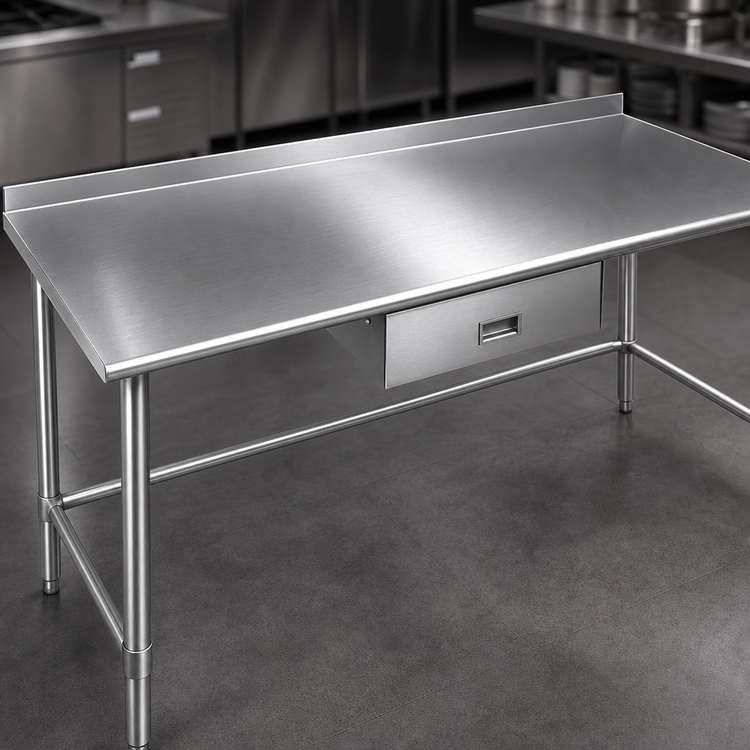 Product image #3 for Deluxe Series 144-Inch x 36-Inch Stainless Steel Work Table with Rear Upturn and Tubular Base