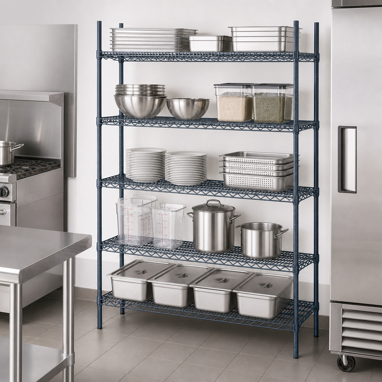 Product image #3 for Mixrite 60"W x 18"D 5-Shelf Epoxy Wire Shelving Unit with 86" Posts