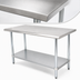 Thumbnail image #3 for Advance Tabco Special Value 84 Inch x 30 Inch Flat Top 430 Stainless Steel Economy Work Table with Adjustable Undershelf