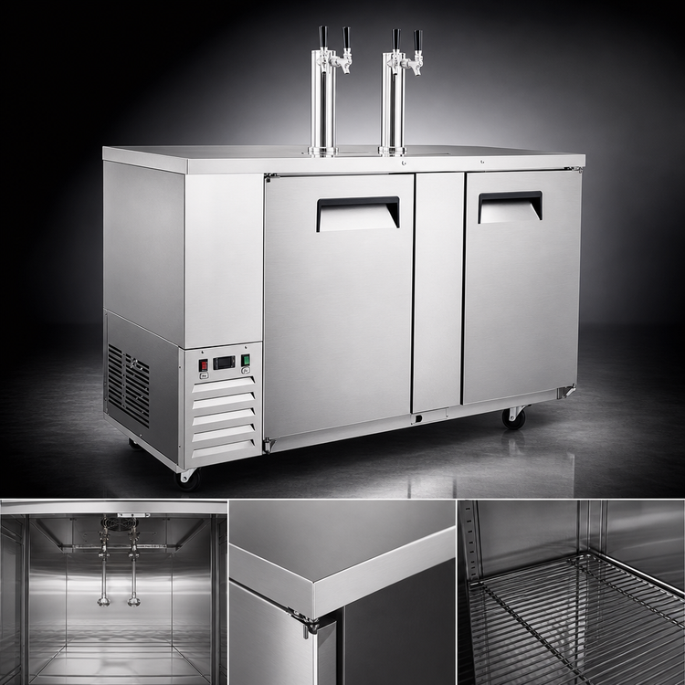 Product image #4 for Atosa 57.8-Inch 2-Door Direct Draw Keg Cooler with 2 Dual Faucet Towers