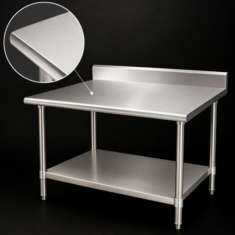 Product image #3 for Eagle Budget Series 30 Inch x 30 Inch 430 Stainless Steel Work Table with 4-1/2 Inch Backsplash and Undershelf