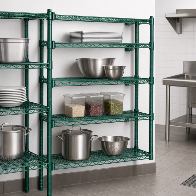 Product image #3 for Eagle Group Valu-Gard QuadTruss 4-Tier Add-On Wire Shelving Unit, 36 x 21 x 63 Inches, Green Epoxy Finish