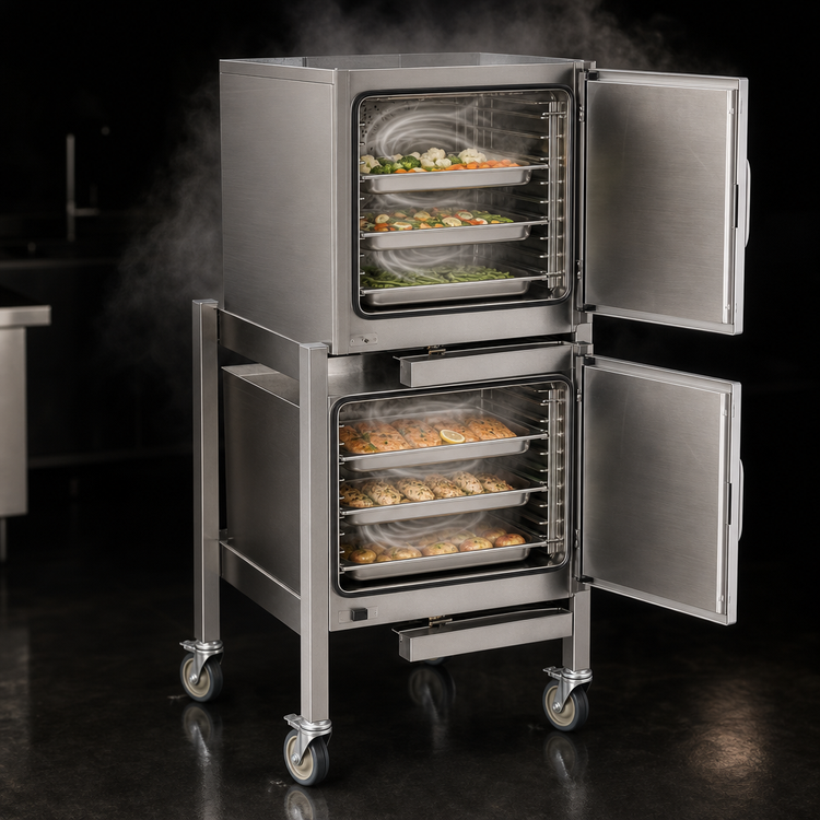 Product image #3 for AccuTemp Evolution Connected Double-Stack Boilerless Convection Steamer, 2 Compartments, 3-Pan Capacity Each, 440V, 12 kW