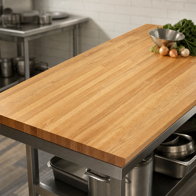Product image #3 for John Boos Appalachian Red Oak Blended Edge Grain Kitchen Countertop, 96 x 25 x 1-1/2 Inch, Penetrating Oil Finish