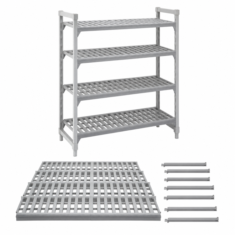 Product image #4 for Cambro Camshelving Premium Vented Polymer Shelf Kit, 24-Inch Deep x 42-Inch Long, 4 Shelves, Speckled Gray