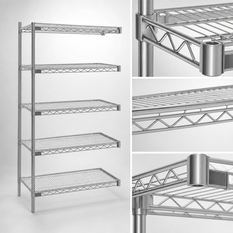 Product image #3 for Eagle Group 5-Tier Add-On Wire Shelving Unit, 30"W x 21"D x 86"H, Stainless Steel Finish