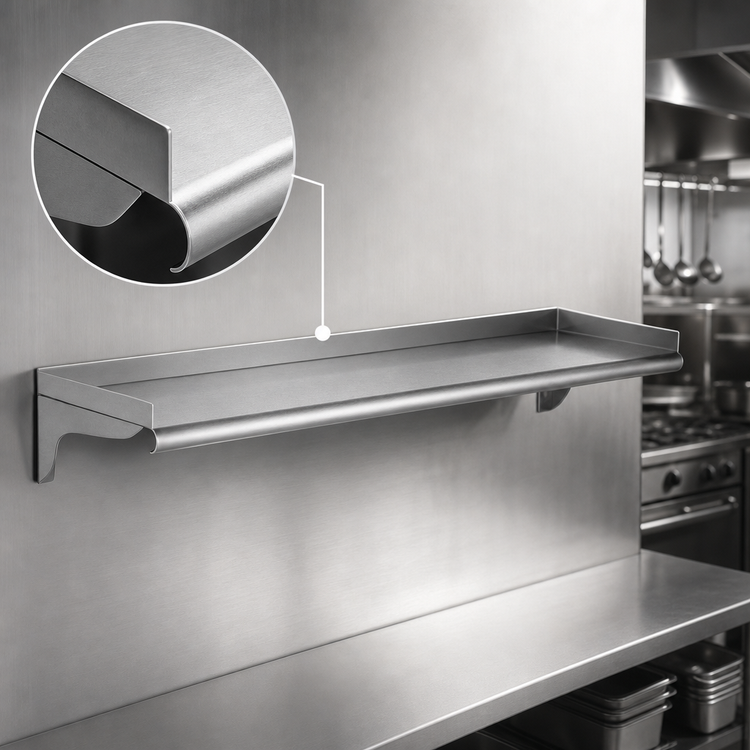 Product image #3 for Eagle Group 48-Inch W x 12-Inch D Wall-Mounted Shelf, 16 Gauge 430 Stainless Steel