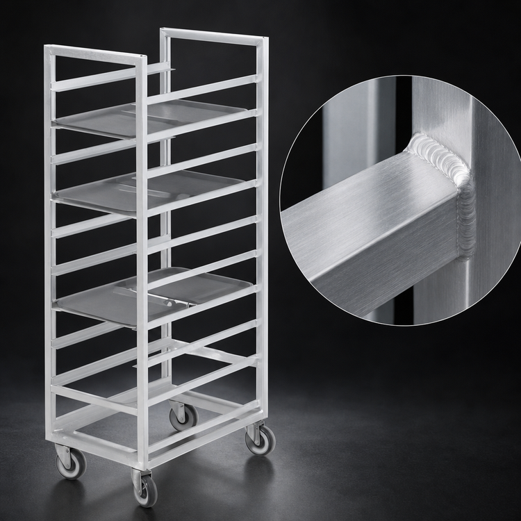 Product image #3 for Channel Standard Series Single Section Aluminum Cafeteria Tray Rack, End Load, 36 Inch High, 18 Tray Capacity, 15 x 20 Inch Trays