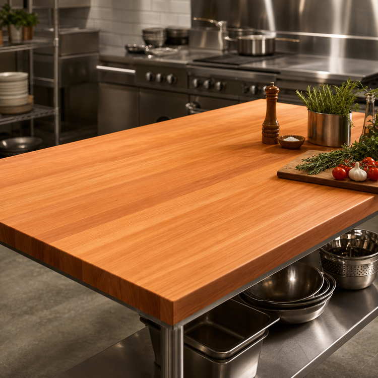 Product image #3 for Boos Block American Cherry Full-Length Edge Grain Kitchen Countertop, 96 x 42 x 3 Inch, Varnique Finish