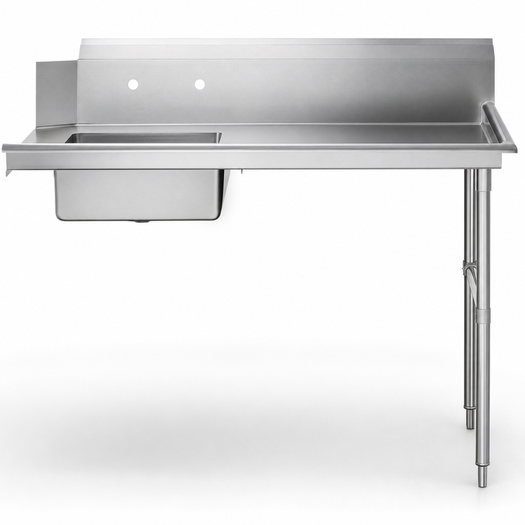 Product image #3 for 60-Inch Soiled Dish Table with Left-Side Sink, Stainless Steel
