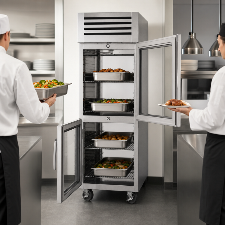 Product image #3 for Turbo Air PRO Series Pass-Thru Heated Holding Cabinet with Glass Half Doors, 1 Section, 28 Cu. Ft.