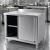 Thumbnail image #3 for 60 Inch x 30 Inch Stainless Steel Enclosed Work Table with Sliding Doors, Rear Up-Turn, and Middle Shelf