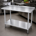 Thumbnail image #3 for Advance Tabco 120-Inch x 24-Inch Stainless Steel Work Table with Adjustable Undershelf and 1-1/2-Inch Rear Backsplash