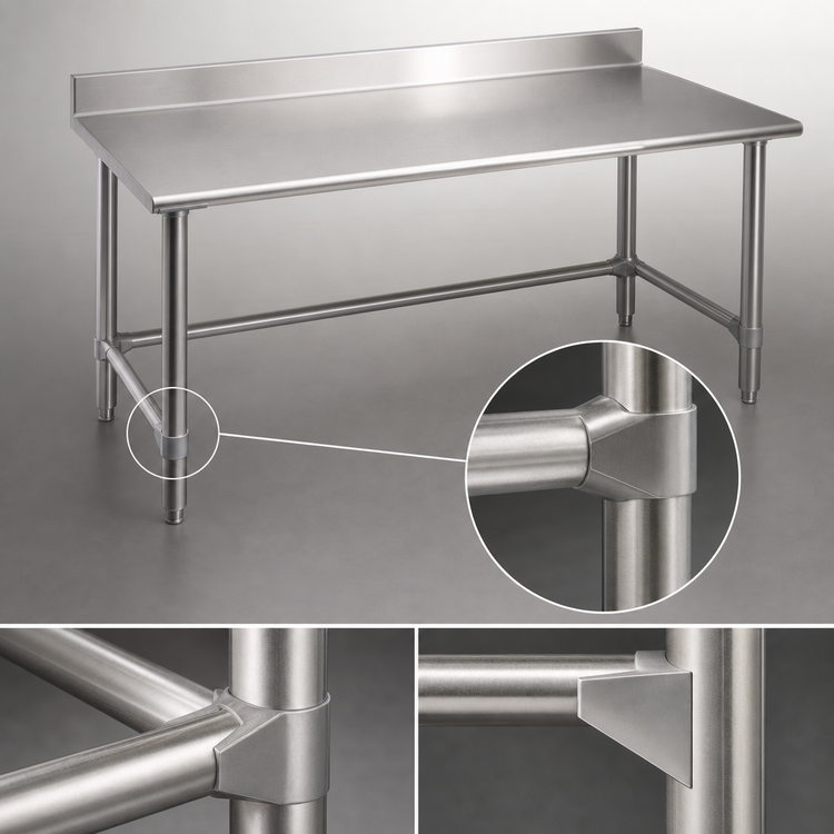 Product image #3 for Eagle Spec-Master 60 Inch x 30 Inch Stainless Steel Work Table with 4-1/2 Inch Backsplash and Tubular Base