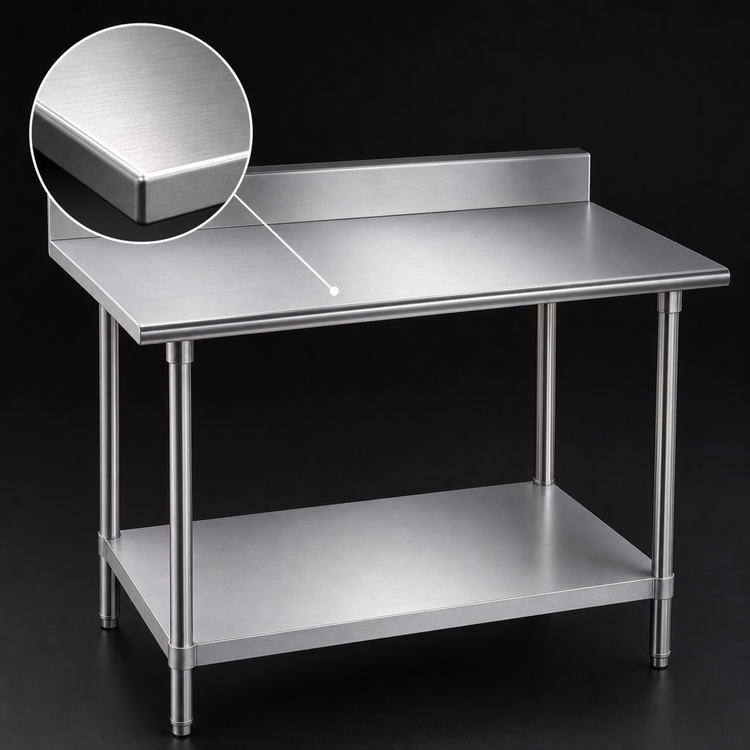 Product image #3 for Advance Tabco 48" x 24" 304 Stainless Steel Work Table with 5" Backsplash and Galvanized Undershelf