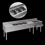 Thumbnail image #3 for Eagle Group 1800 Series BC8C-18R 96-Inch Stainless Steel Underbar Combination Unit with 3 Sinks, 2 Drainboards and Right-Side 24-Inch Ice Bin
