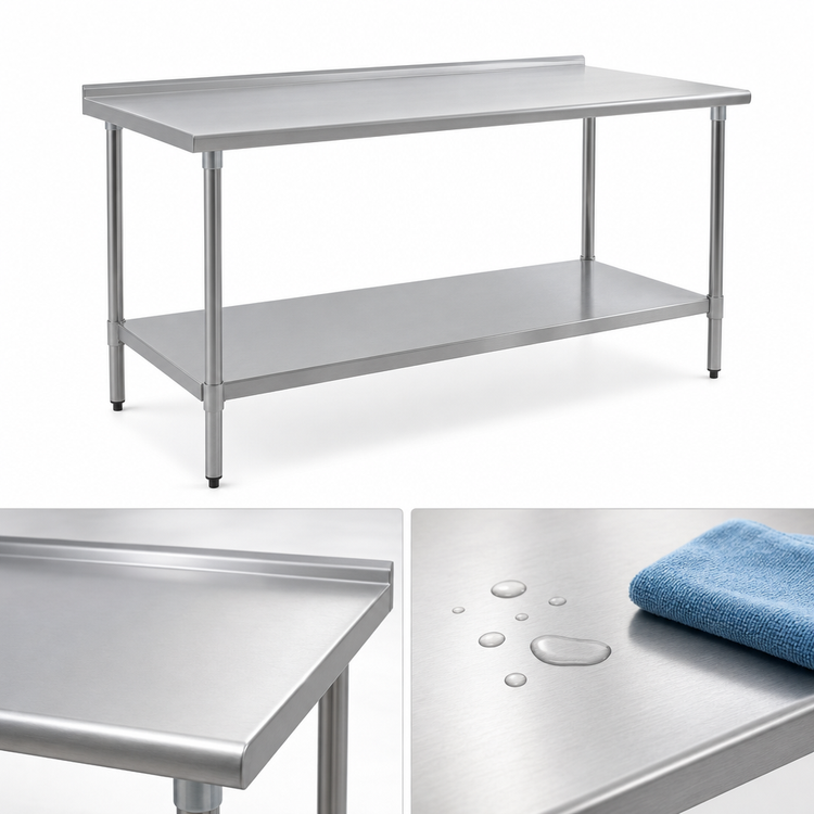 Product image #3 for BlendPort Budget Series 48" x 24" Stainless Steel Work Table with Rear Upturn and Adjustable Undershelf