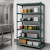 Thumbnail image #3 for Quantum Stationary 5-Tier Wire Plastic Mat Shelving Unit, 48 x 24 x 74 Inches, Green Epoxy Antimicrobial Coating