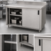 Thumbnail image #3 for Advance Tabco Enclosed Work Table with Cabinet Base, Mid-Shelf and Sliding Doors