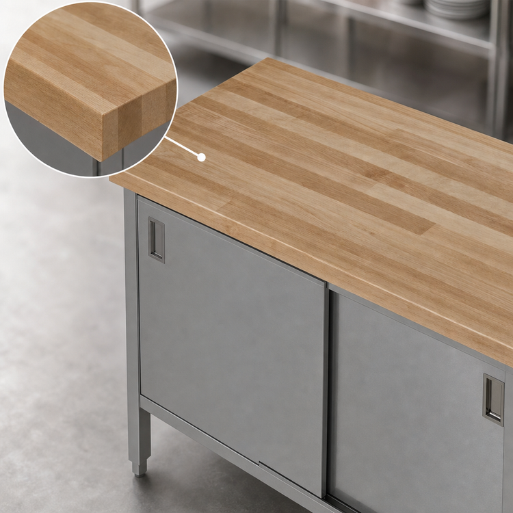 Product image #3 for John Boos 60" x 24" Enclosed Base Wood Top Work Table with Sliding Doors