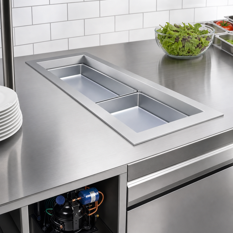 Product image #3 for Hatco Slim Remote Refrigerated Drop-In Cold Well with Condensing Unit, 2 Full-Size Pans