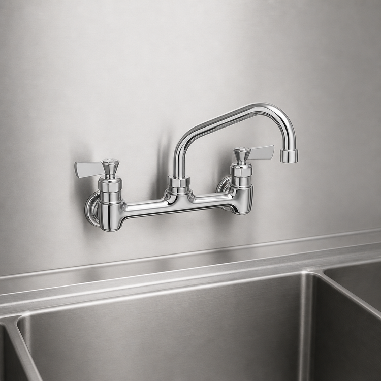 Product image #3 for Fisher Backsplash-Mount Faucet with 16-Inch Swing Spout, 8-Inch Centers