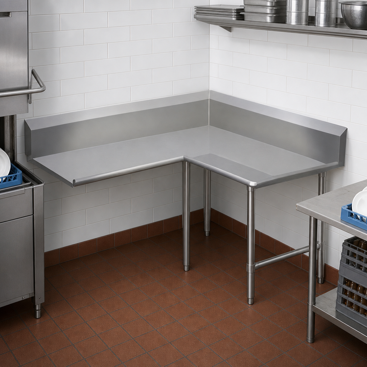 Product image #3 for John Boos Pro-Bowl 84-Inch L-Shaped Clean Corner Dishtable, 14-Gauge 304 Stainless Steel