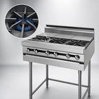 Thumbnail image #3 for Jade Range (Middleby) Titan JMRH-6ST 72-Inch Heavy-Duty Modular Gas Range with 6 Open Burners and 6 Rear Hot Tops